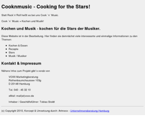 cooknmusic.com: Cooknmusic - Cooking for the Stars! Kochen und Musik - kochen für die Stars
Kochen und Musik! Cook´n´music liefert viele Rezepte zum Thema Kochen und Essen der Stars aus der Musikszene aus erster Hand