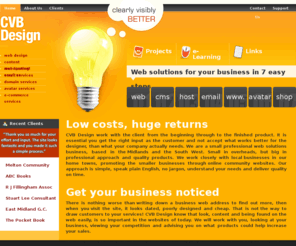 cvbdesign.com: CVB Design web design services Melton Mowbray Portishead
CVB Design is a small, professional web services business, supplying high quality products at very low costs.