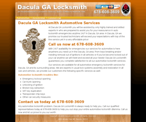 daculagalocksmith.com: Dacula GA Locksmith | Locksmith in Dacula | Dacula Locksmiths - 678-608-3609
Dacula GA Locksmith offers a full range of locksmith and security services in Dacula, GA area. Call us at 678-608-3609. With a quick 15 minute response time and 24/7 emergency locksmith service, we guarantee you will be back at your feet in no time.