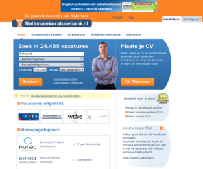 vacaturesank.org: De vacaturesite met vacatures, banen, stages en bijbanen - NationaleVacaturebank.nl
NationaleVacaturebank.nl is de grootste banensite van Nederland. Zoek nu jouw nieuwe baan, bijbaan of stageplaats.