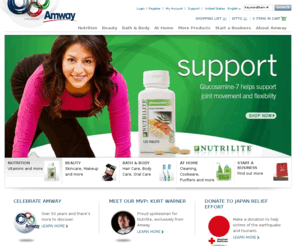 amwayusa.com: Amway Home
Amway is a direct selling company that produces high-quality consumer products available in over 80 countries. Amway offers Nutrilite health and nutrition supplements, meal bars, and sports nutrition aids, and Artistry beauty skin care and cosmetics.