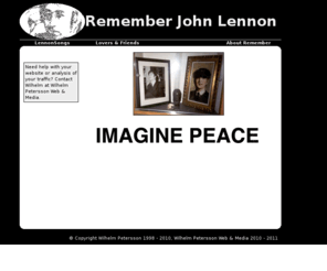 remember-lennon.com: Remember John Lennon
Remeber John Lennon is a tribute to the greatest songwriter and singer that ever lived. It is supposed to list all of the songs John Lennon wrote that were somehow recorded and are published on vinyl, single, EP or CD. 