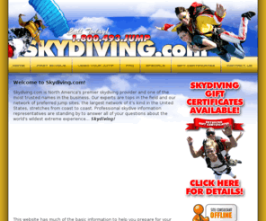 skydivingmemphis.com: Skydiving.com is North America's Premier Skydiving provider!
Trust your skydive to the Largest Skydiving Network in the USA! Jump at hundreds of locations Nationwide! Call Us Today at 1-800-493-JUMP!