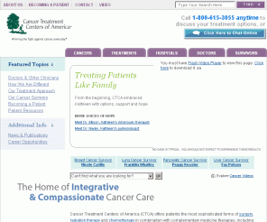cancercenter.com: CTCA Cancer Treatment Hospitals: Centers Offering Innovative Care
Learn about a complete range of traditional and new innovative cancer treatment therapies designed to treat your mind, body, and soul, not just your cancer. Start fighting today.