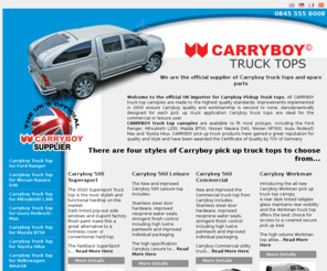 carryboy.co.uk: Carryboy truck  Hard Tops UK Official Importer
<p> 
	We are the official supplier of Carryboy hard tops in the UK as well as the sole supplier of spare parts and recognised UK service centre. With a large stock of Carryboy Hard tops in stock, and a huge back catalouge of spare parts and service items available for canopies which are 10+years old. Unlike some suppliers, we actually hold stocks here in the UK, we dont operate any pre-order scams or dubious payment months before delivery. Our stocks are here in our warehouses right now!</p> 
