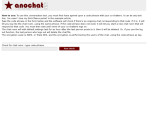 solumgloria.com: AnoChat - an anonymous chat w/encryption
AnoChat - an anonymous chat w/encryption