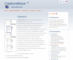 capturebase.de: CaptureBase Scansoftware
CaptrueBase ist eine Scananwendung für Dokumentenscanner und Dokumentenmanagement-Systeme (DMS).