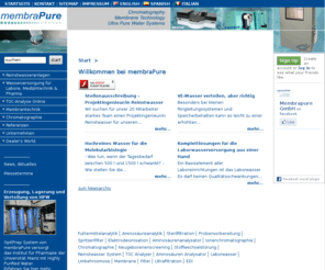 membrapure.com: Willkommen bei membraPure
membraPure - Wasseraufbereitung, waterpurification, Reinstwasser, ultrapure water, Laborwasser,  labwater, Membran, (membrane), Filtration, CrossFlow