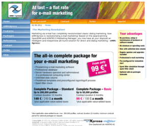 newsletternondemand.com: Home
eMM-Xpress ist das Komplettpaket für E-Mail-Marketing: Hardware, Software, Datenbank, Administration und Versandvolumen.