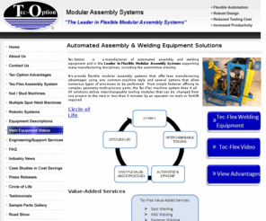 tec-option.com: Welding Equipment & Machines, Nut Stud Welding Equipment, Multi Spot Welding, Robotic Welding, Automation Welding Equipment Systems, Modular Assembly Machine
Welding Equipment Machines, Nut Stud Welding Equipment, Multi Spot Welding, Robotic Welding, Automation Welding Equipment Systems, Assembly Machine, Modular Assembly Machine, MIG Welding, Fastener Welding, Staking, Bushing Pressing, Servo System