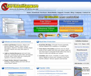 safeinstallations.net: SUPERAntiSpyware.com | Remove Malware | Remove Spyware - AntiMalware, AntiSpyware, AntiAdware!
SUPERAntiSpyware. Free Malware Remover. Remove Malware, Remove Spyware, Rootkits, Spyware, Adware, Worms, Parasites