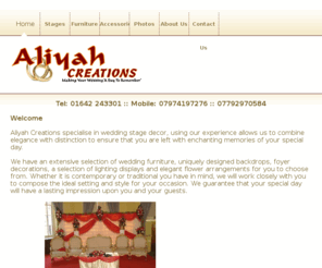 aliyahcreations.co.uk: Aliyah Creations | Weddings Stages Northeast | Mendhi Stages Newcastle | Wedding Stages Middlesbrough |
Aliyah Creations of Teesside - Professional company supplies beautiful Asian Wedding Stage designs, decor, flowers and decoration for Pakistani and Asian weddings and mehndi functions in the UK.