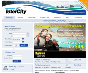 intercitycoachlines.com: From $1 | Bus Tickets | Cheap Bus Tickets | Bus Passes - New Zealand's National bus network - InterCity
Sign up for advance notification of our weekly Cheap-as-seats deals . InterCity, New Zealand's national bus network.