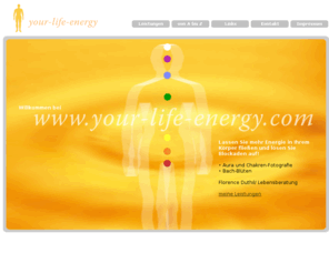 your-life-energy.com: Auraphotographie - Florence Duthil/ Lebensberatung
Lassen Sie mehr Energie in Ihrem Körper fließen und lösen Sie Blockaden auf!

 