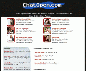 Chatopen.com: Chat Open - teen chat rooms for adults, kids, singles, and teens to talk in java ...