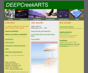 deepcreekarts.org: Deep Creek Arts HOME
Art and Environment program in Southwest Colorado near Telluride.