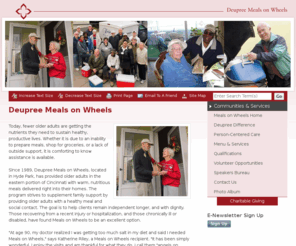 deupreemealsonwheels.com: Meals on Wheels: Meals on Wheels Home
Deupree Meals on Wheels provides nutritious meals to seniors. 
Program highlights and information can be found here.