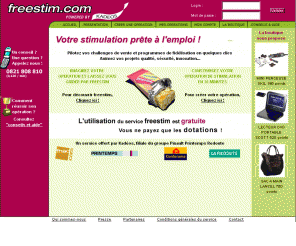 freestim.com: Freestim - Votre opération de stimulation gratuite sur Internet
Concevez, animez gratuitement vos opérations de stimulation (concours, challenges de ventes, programmes de fidélisation,). Vos participants commandent en ligne et sont livrés á domicile