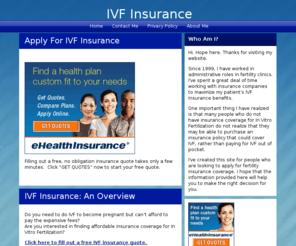 ivfinsurance.org: IVF Insurance
Get IVF insurance to avoid the expensive In Vitro Fertilization fees.  Compare free quotes for affordable IVF insurance coverage.