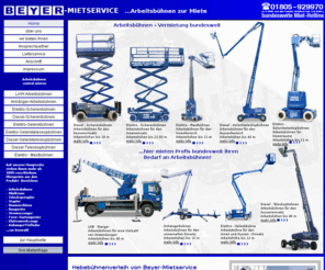 minikran.info: Hebebühnen mieten - Verleih & Vermietung von Arbeitsbühnen & Steiger  - europaweiter Hebebühnenverleih
Hebebühnen mieten beim Profi. Verleih & Vermietung von Arbeitsbühnen und Steiger. Scherenbühnen, Anhängerbühnen oder Teleskopbühnen zur Miete. Hubarbeitsbühnen europaweit leihen bei Beyer-Mietservice. Hebebühnenverleih unter 01805 929970.