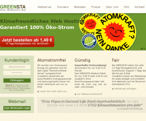 greensta.info: Klimafreundliches Webhosting - garantiert 100% Ökostrom - GREENSTA Öko Webhosting
GREENSTA bietet klimafreundliches Web Hosting ab 1,49 EUR, sowie .de Domains für 0,69 EUR an! Garantiert 100% Öko-Strom und Öko-Server.