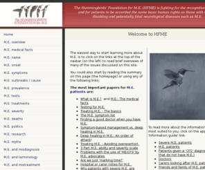 hfme.org: Home - The Hummingbirds' Foundation for M.E.
The Hummingbirds' Foundation for M.E. (HFME) homepage