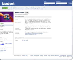 anthropist.com: Incompatible Browser | Facebook
 Facebook is a social utility that connects people with friends and others who work, study and live around them. People use Facebook to keep up with friends, upload an unlimited number of photos, post links and videos, and learn more about the people they meet.