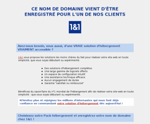 film-photovoltaic.com: Hébergement, enregistrement de nom de domaine et services internet par 1&1 Internet
Réservez votre nom de domaine avant que quelqu'un ne le fasse avant vous! Choisissez 1&1 pour enregistrer votre nom de domaine et héberger votre site personnel, celui de votre association ou de votre entreprise. 1&1 propose des solutions adaptées à tous vos besoins !