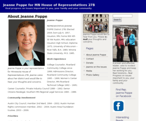 jeannepoppe.org: Jeanne Poppe for MN House of Representatives 27B
Representative Jeanne Poppe, Minnesota House District 27B