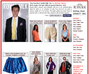 royalsilk.mobi: Royal Silk® - Silk Shells, Silk Skirts, Silk Boxers, Silk Tunics, Silk Kimonos, Silk Handkerchiefs, Silk Shirts, Silk Tank Tops, Skinny Ties, Classic Ties, Silk Pocket Squares
Royal Silk