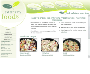 countrygreen.co.nz: Country Foods, fresh green salads made to order
Fresh green salads for your catering requirements and retail/wholesale supplies. Order online - made to order - delivered to your door.