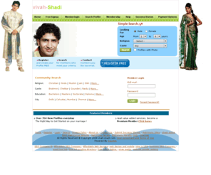 vivah-shadi.com: shadi matrimonial,shadi com free,shadi registration,saadi, free indian matrimony,shadi online
vivah-shadi is a free indian matrimony website. Free Matrimony website for marathi, telugu, kerala, north indians, south indians, hindu, muslim, sikhs and christians                  