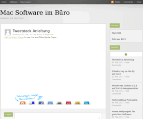 mac-worker.de: Arbeiten mit dem Mac » Mac Software im Büro
WordPress Update 2.9.2 auf 3.0.5 Lösungsansätze, Vorbereitung Podcasten, Neues Webprojekt für gute Mac Software