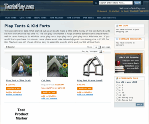 tentsplay.com: Play Tents & Kid Forts from TentsPlay.com
Looking for Kids Play Tents or an indoor Play Fort? Tentsplay.com offers the lowest priced Kids Tents and Kids Forts on the planet. 