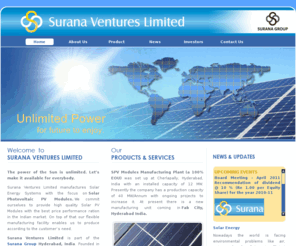 suranasolar.com: Solar PV Modules, LED Manufacturers & Exporters Hyderabad INDIA
Solar PV Modules Manufactured with High Quality standards fulfill the requirements of IEC 61215, EuroTest and TUV.