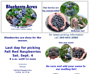 blueberryacres.net: Blueberry Acres of Northeast Indiana
You pick blueberries in LaOtto, Indiana