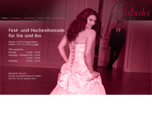 fabula-hochzeitsmode.ch: fabula-hochzeitsmode.ch
Für den romantischsten Tag in Ihrem Leben ist Fabula-Hochzeitsmode in Degersheim (CH) für Sie der ideale Partner. Neben Brautkleidern, Anzügen für den Bräutigam führen wir auch Dessous und diverse Hochzeits-Accessoires.