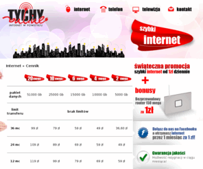 jedenzloty.pl: Tychy Online - Internet w powietrzu - Internet, telewizja i telefon w Tychach
Szybki Internet, cyfrowy telefon stacjonarny oraz telewizja w mieście Tychy. Znajdź nas na Facebook