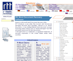 word-recovery.net: MS Word Document Recovery Software and Undelete utility
R-WORD is Microsoft Word Document files recovery and undelete software.