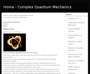 complexqm.com: Home - Complex Quantum Mechanics
Complex Quantum Mechanics is an extension of Classical Quantum Mechanics (which uses complex mathematics in many areas).
Complex Quantum Mechanics defines complex space as a valid entity and 
uses new Inter Dimensional Boundary Waveforms to create a Unifi