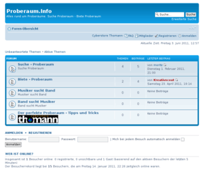 proberaum.info: Proberaum.Info • Foren-Übersicht
Suche Proberaum in Berlin, Biete Proberaum in Berlin