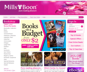 eharlequin.com.au: Mills & Boon™ Pure reading pleasure
Mills and Boon offers great reading entertainment for women interested in love and romance novels. Mills and Boon series include blaze, desire,  historical,  intrigue, sexy books, paranormal books, romantic fiction, romance novels, sexy, sexy sensation, super romance, sweet books and mira as well as special edition books, general fiction, horoscopes, large print books among many more love stories. Get a subscription now and become a member of our romance book club to receive special access to the latest deals.