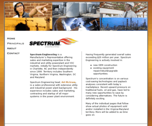 spectrumengr.net: Industrial Powerplant VOC Southern, Northern Virginia, Washington, DC  Maryland Spectrum Engineering, Inc, VA
Spectrum Engineering, a Manufacturers Representative offering sales and marketing in the industrial. utility powerplant and VOC markets,for Southern Virginia, Northern Virginia, Washington, DC, Maryland.