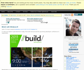 heuers.com: Method ~ of ~ failed by Tim Heuer
The web site and blog of Tim Heuer, Program Manager for Microsoft Silverlight. A resource to learn how to develop software with Microsoft Silverlight. This blog provides information on how to get started with Silverlight, find Silverlight Controls, and learn the latest news and update form the Silverlight team itself. Subscribe for real-time updates to Silverlight.