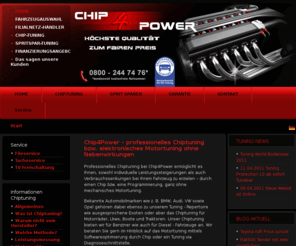 chip4power.de: Chiptuning - Chip Tuning, Motortuning, Diesel, BMW, Audi, CDI, TDI, VW, Opel, Dieseltuning
Chiptuning bei uns - Chip Tuning, Motortuning, auch für Diesel, BMW, Audi, CDI, TDI, VW, Opel, Dieseltuning, Ford, Peugeot, Volvo, Mercedes, auch in Berlin, Hamburg, München, Köln, Frankfurt, Deutschland allgemein, Österreich und Schweiz