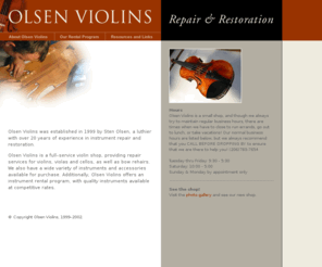 olsenviolins.com: Olsen Violins
Olsen Violins, Sten Olsen, Luthier, Violins, Stringed Instruments, Violin rentals