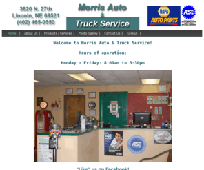 morrisautoservice.com: Home - Morris Auto & Truck Service
Morris Auto & Truck Service, light and medium truck repair, auto oil changes, truck oil changes, tire services, tuneups, complete brake services, a/c services, exhaust system repairs, and more
