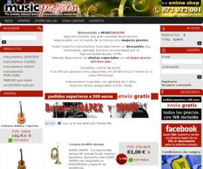 musicpasion.com: Bienvenido a MUSICPASION tu tienda virtual de instrumentos musicales
Venta de instrumentos musicales de todo el mundo. Tu tienda virtual de confianza relacionada con el mundo de la música.