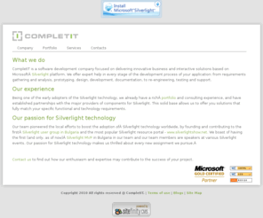 completit.info: Software design and development, business process analysis and requirements development
CompletIT is private software company focused on software design and development, software quality assurance, project management, business process analysis and requirements development