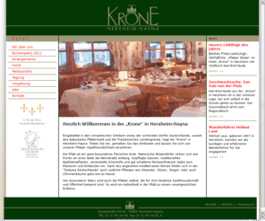 hotelkrone.de: Hotel Krone | Gourmetrestaurant, Tagungshotel & Kongresshotel bei Karlsruhe
 Das Hotel Krone im kleinen Dorf Herxheim-Hayna liegt unweit von Landau und Karlsruhe. Genießen Sie im Gourmetrestaurant mit Michelinstern die Pfälzer Gastfreundlichkeit. Als Tagungshotel & Kongresshotel bestens geeignet wird Sie das Ambiente begeistern. Ein Restaurant bei Karlsruhe, das die Feinschmecker erfreut.